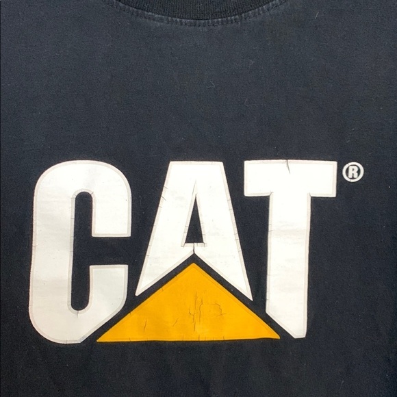 CAT®️ Black T-shirt Men’s size large 100% Soft Cotton Caterpillar Brand Vintage - Picture 2 of 9